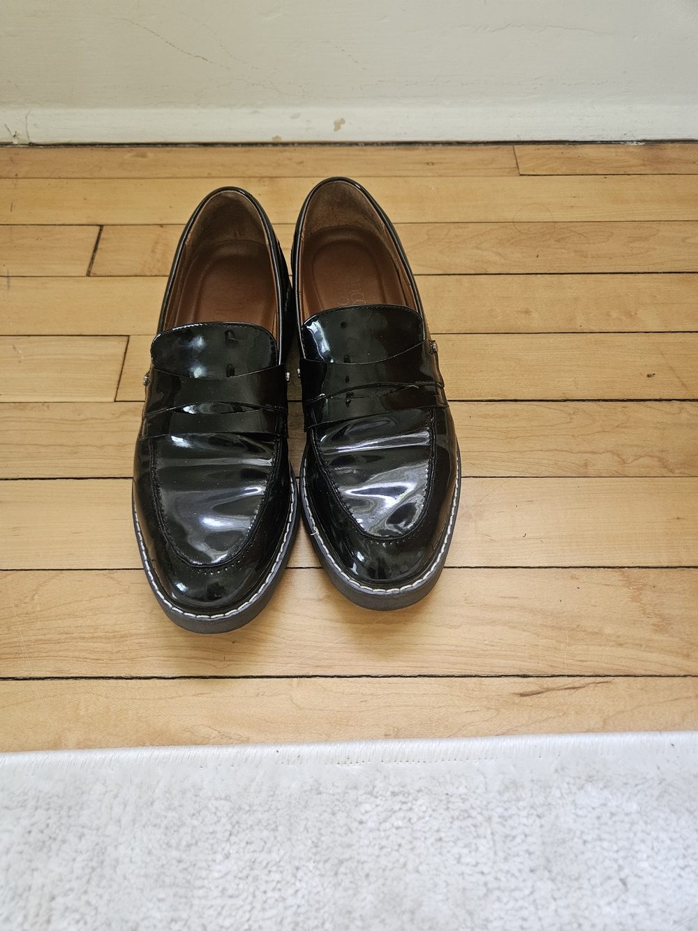 Franco Sarto Black Patent Penny Loafers